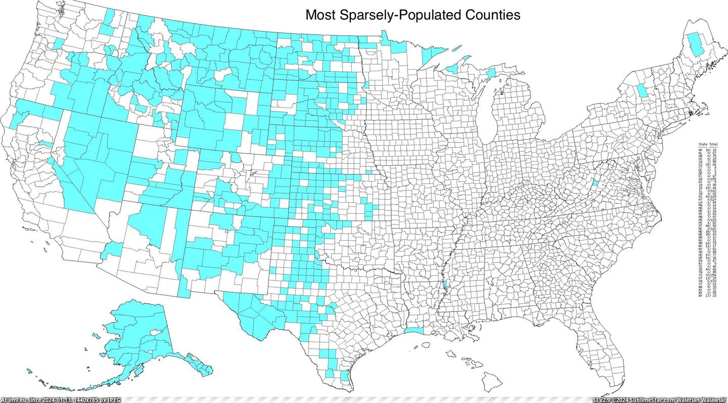#Blue #Light #Lived #Populated #Counties #Americans [Mapporn] Most sparsely-populated counties in the US: Only 1% of Americans lived in the light-blue counties as of the 2010 censu Pic. (Image of album My r/MAPS favs))