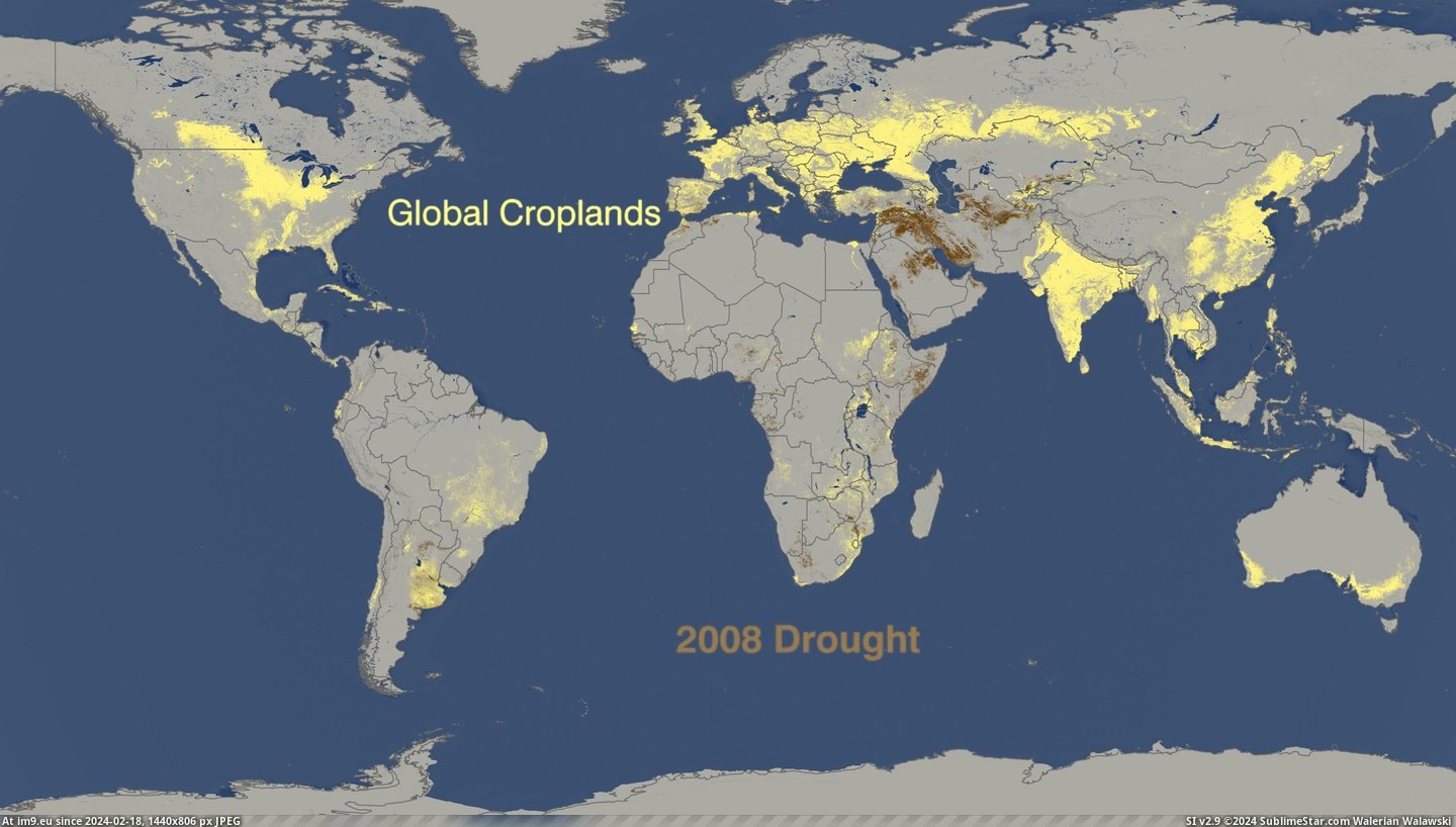 #Map #Global #Drought #Nasa #3840x2160 [Mapporn] NASA map of global croplands and 2008 drought[3840x2160] Pic. (Obraz z album My r/MAPS favs))