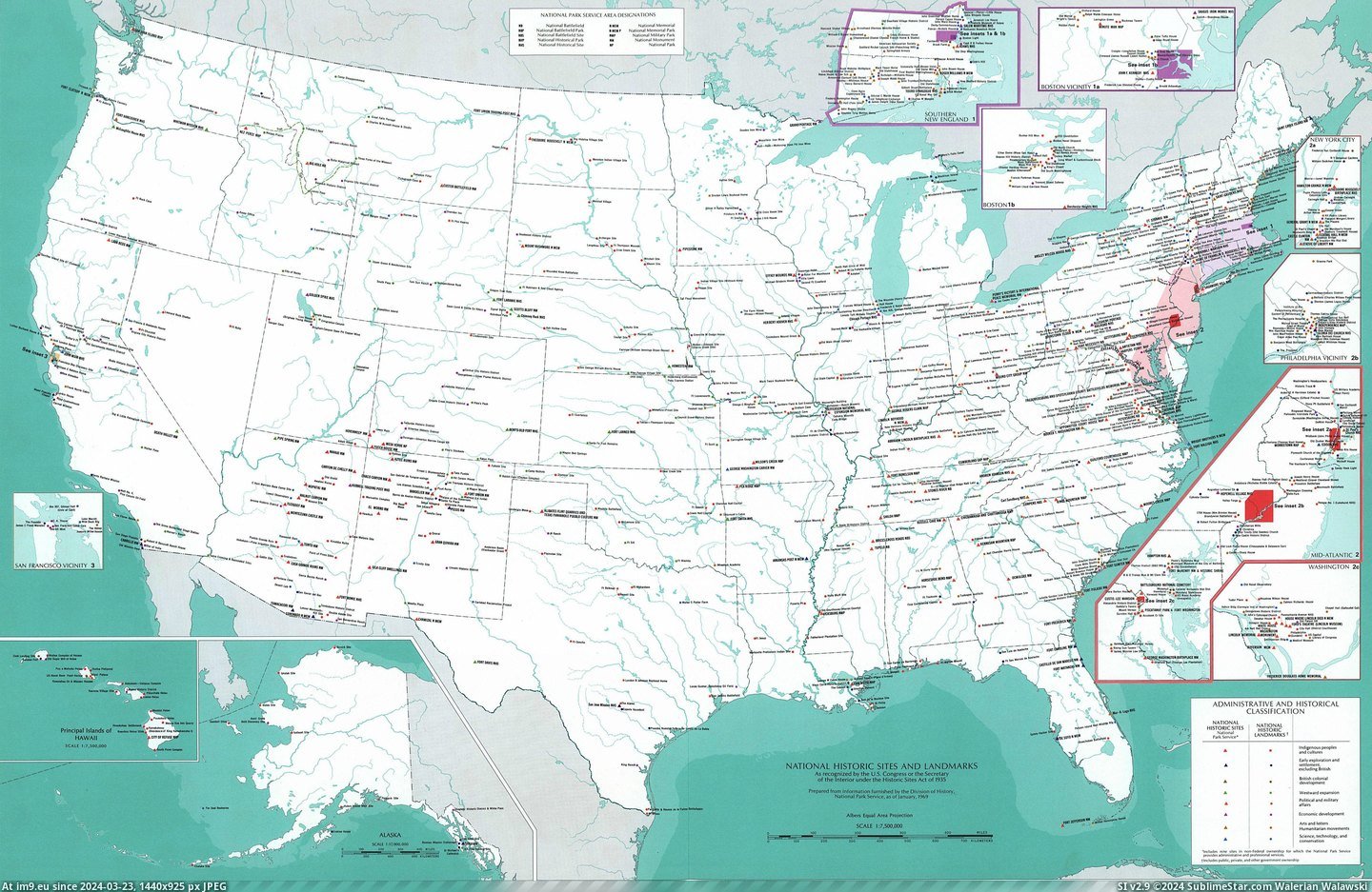 #National #States #Historic #United #Sites [Mapporn] National Historic Sites and Landmarks of the United States as of January 1969. [4639x2992] Pic. (Image of album My r/MAPS favs))