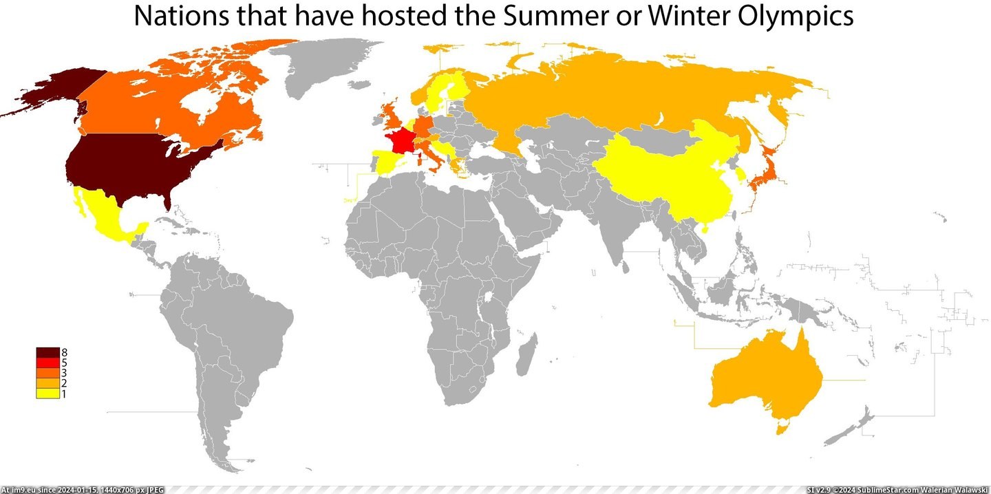 #Summer #Winter #Hosted #Olympics #Nations [Mapporn] Nations that have hosted the Summer or Winter Olympics [OC] [2628x1300 Pic. (Image of album My r/MAPS favs))