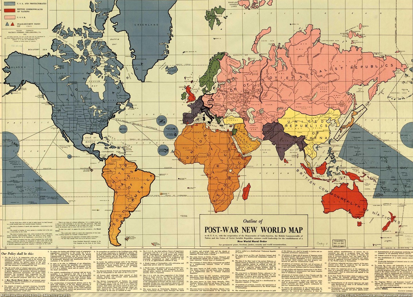 #World #War #Outline #Map [Mapporn] Outline of the Post-War New World Map [3972x2832] Pic. (Image of album My r/MAPS favs))