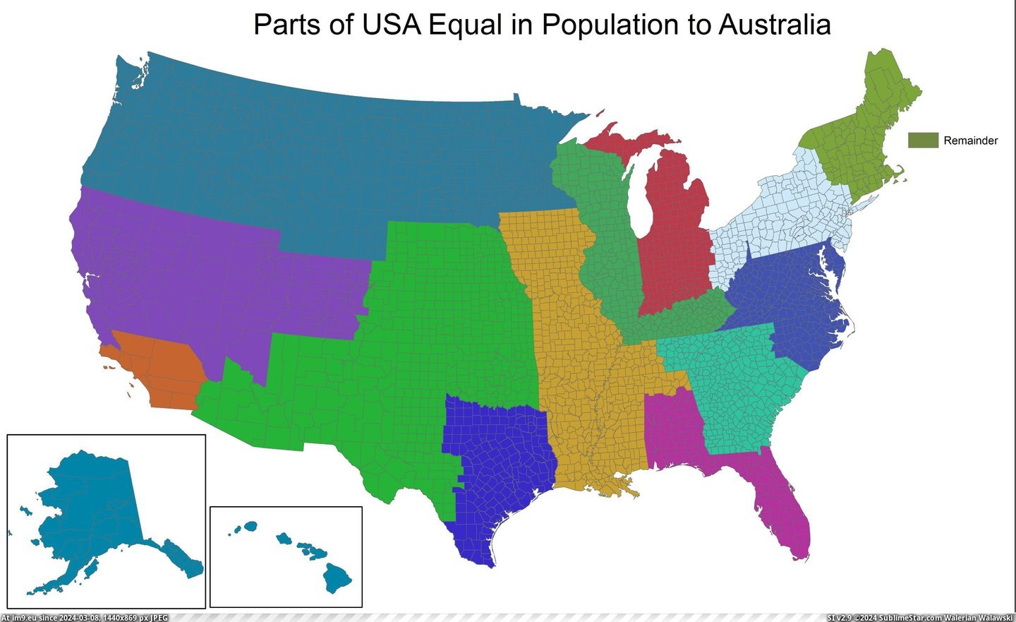 #Parts #Population #Equal #Australia #Usa [Mapporn] Parts of USA Equal in Population to Australia [5600x3400] Pic. (Bild von album My r/MAPS favs))