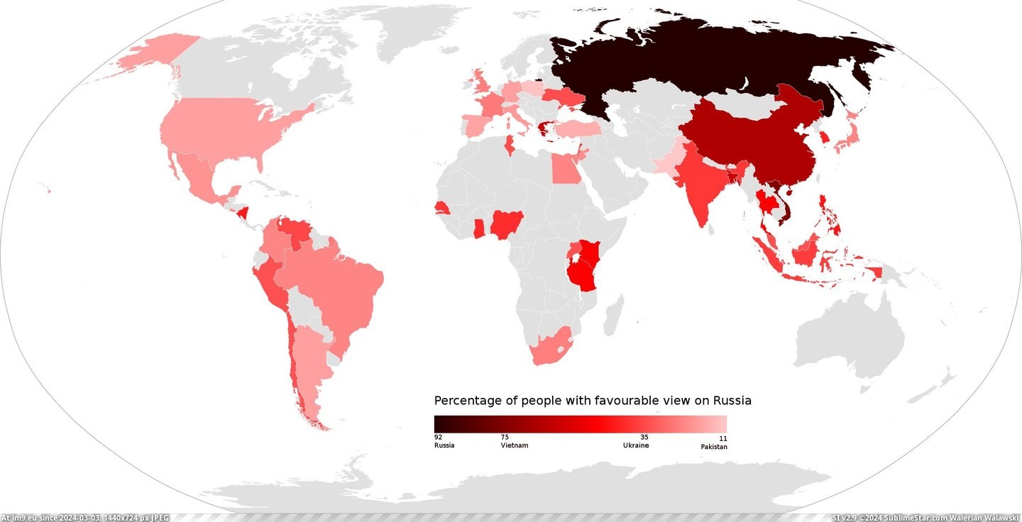 #People #Opinion #Favourable #Russia [Mapporn] People with favourable opinion of Russia [2730x1385] [OC] Pic. (Image of album My r/MAPS favs))