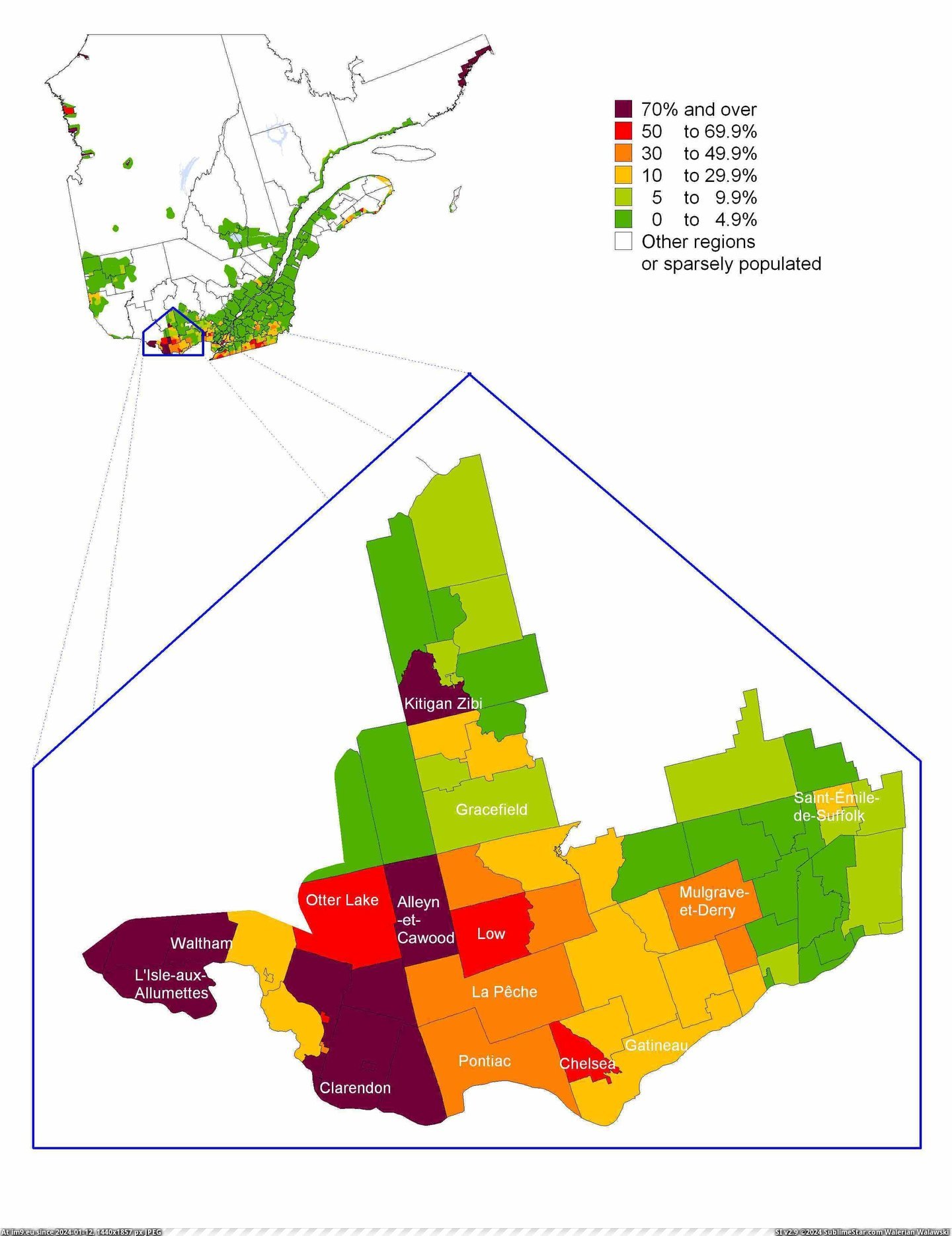 #Population #English #Quebec #2550x3300 #Percentage #Language [Mapporn] Percentage of Quebec's population with English as his or her first language [2550x3300] Pic. (Bild von album My r/MAPS favs))