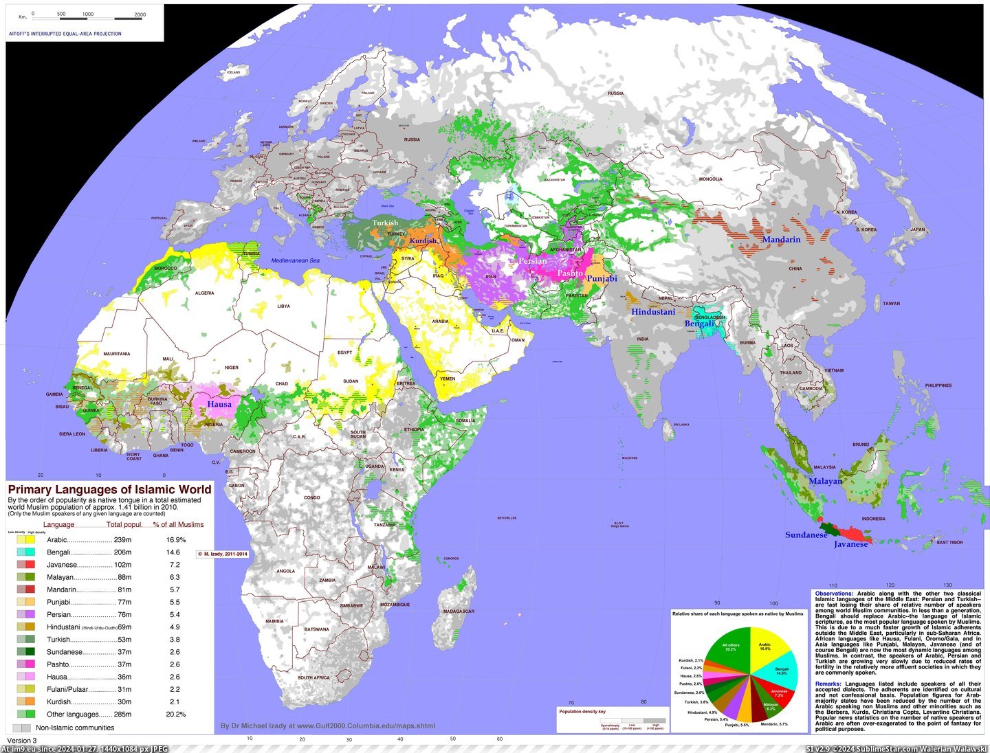 #World #Islamic #Primary #Languages [Mapporn] Primary languages of islamic world [8418×6346] Pic. (Obraz z album My r/MAPS favs))