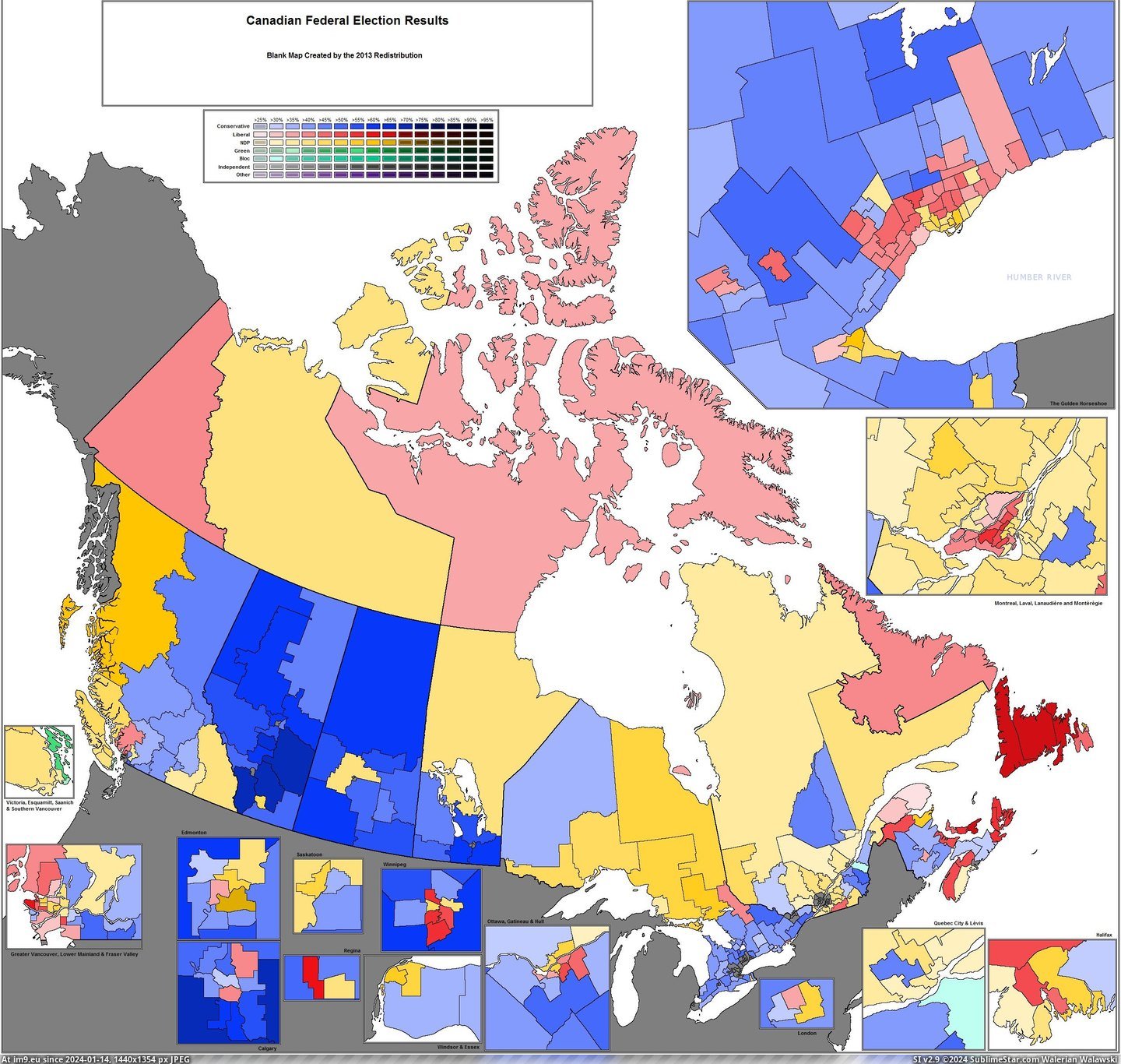 #Canadian #Riding #Based #Federal #Projected #Results #Election [Mapporn] Projected riding by riding results of the 2015 Canadian federal election based on most recent polled results [2500x236 Pic. (Image of album My r/MAPS favs))