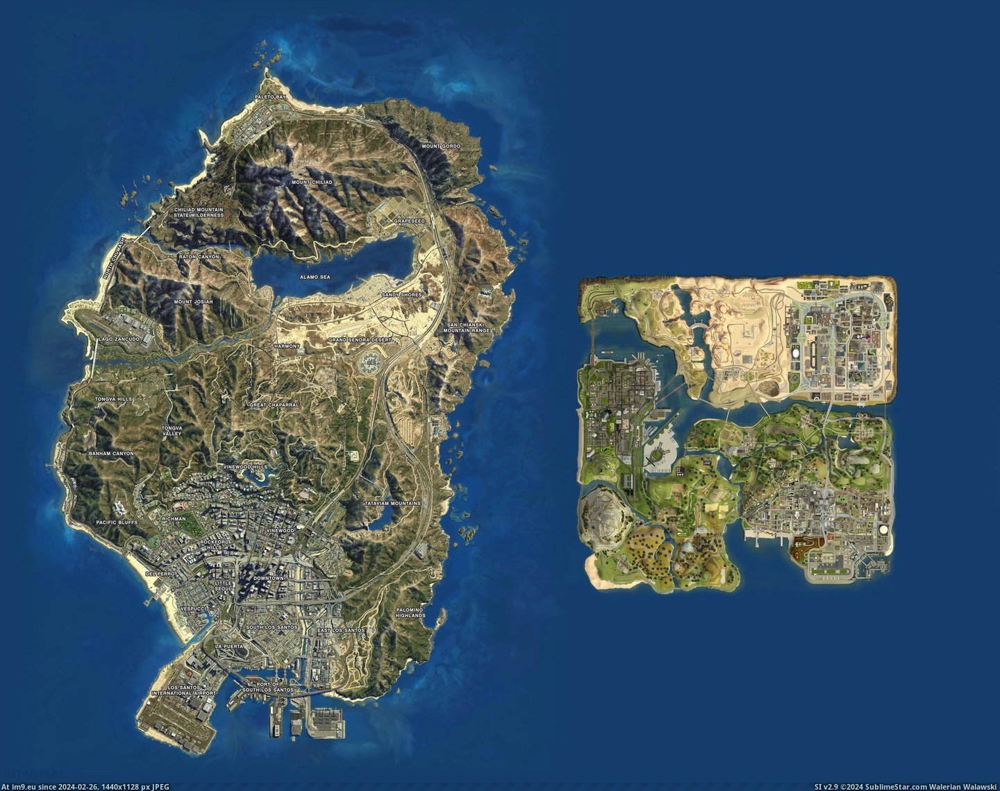 #San  #Andreas [Mapporn] San Andreas Vs. San Andreas [2600x2048] Pic. (Image of album My r/MAPS favs))
