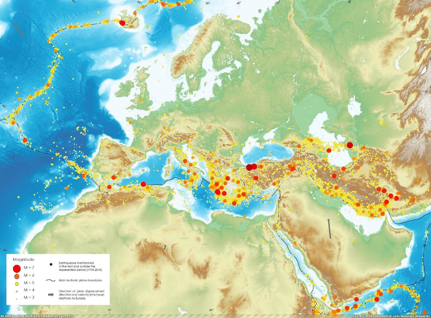 #Map #Europe #Seismic #East #Hazard [Mapporn] Seismic hazard map of Europe and Middle East [2598x1908] Pic. (Bild von album My r/MAPS favs))