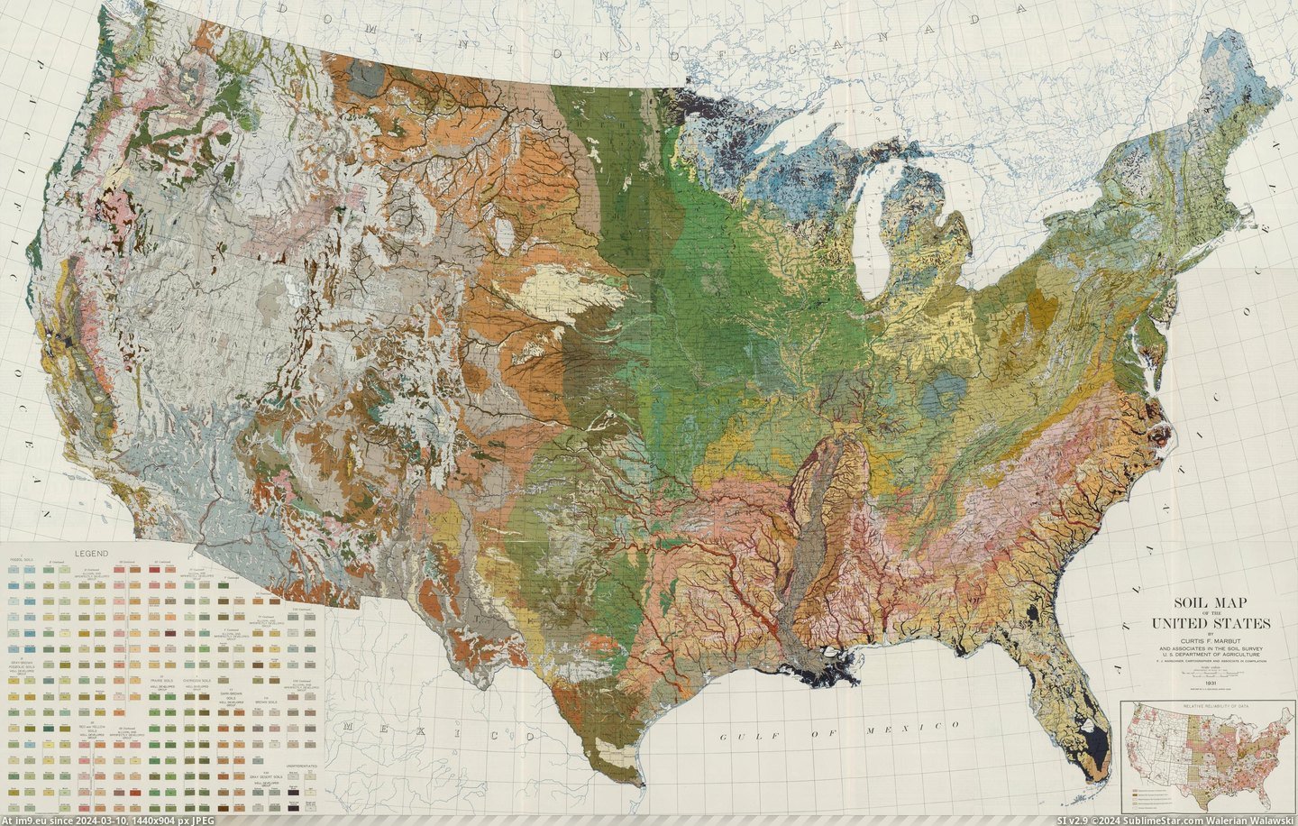 #Map #American #Atlas #Soil #Agriculture #States #United [Mapporn] Soil Map of the United States, from the Atlas of American Agriculture (1931) [3686x2327] Pic. (Obraz z album My r/MAPS favs))