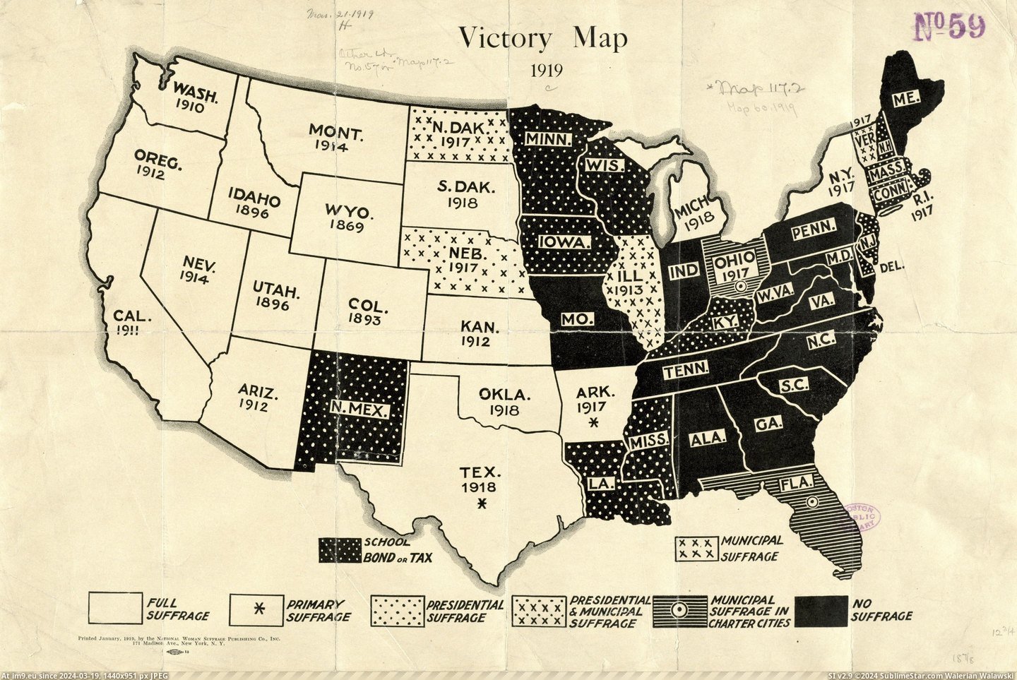 #Women #States #Status #United #Vote [Mapporn] Status of Women's Right to Vote in the United States, January 1919. [2992×1988] Pic. (Изображение из альбом My r/MAPS favs))