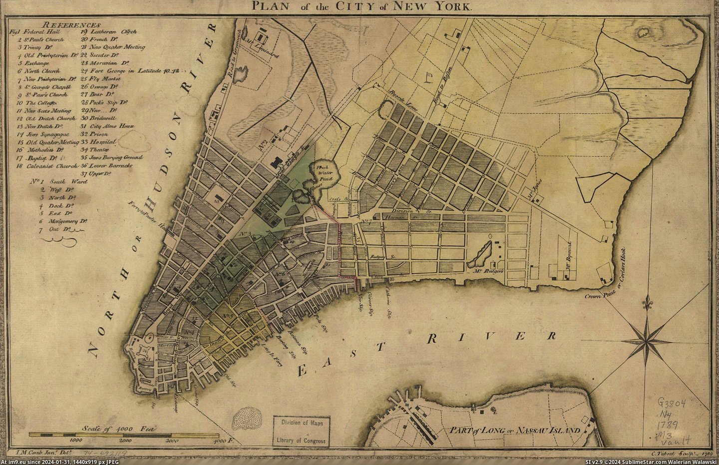 #City #York #Plan #Street [Mapporn] Street Plan for the City of New York. 1789 [3200 x 2054] Pic. (Image of album My r/MAPS favs))