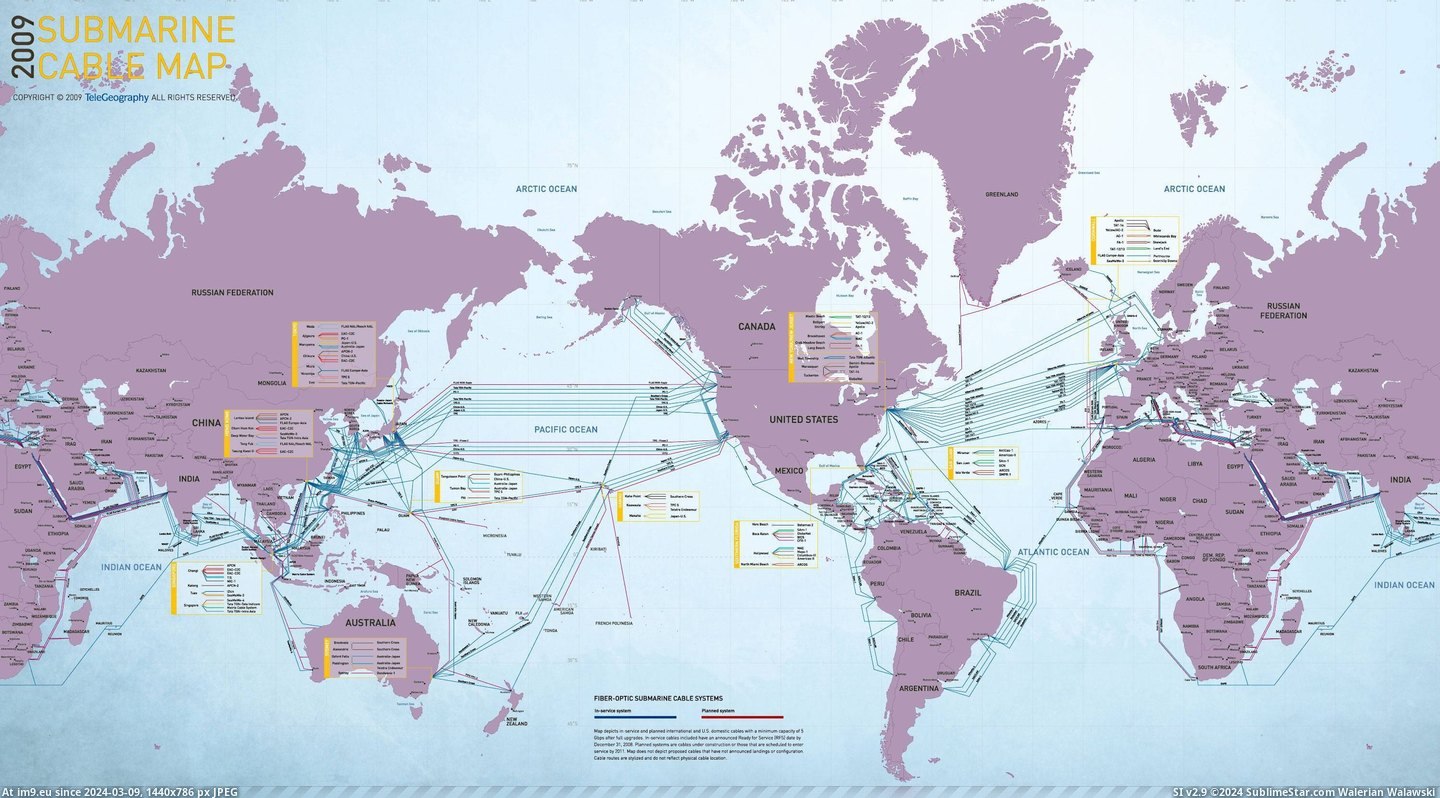 #Map #Submarine #Cable [Mapporn] Submarine Cable Map as of 2009 [3000x1650] Pic. (Image of album My r/MAPS favs))