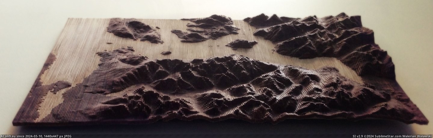 #Sound #Birch #Slices [Mapporn] The Howe Sound, made from 275 slices of birch plywood [3128x984] Pic. (Bild von album My r/MAPS favs))