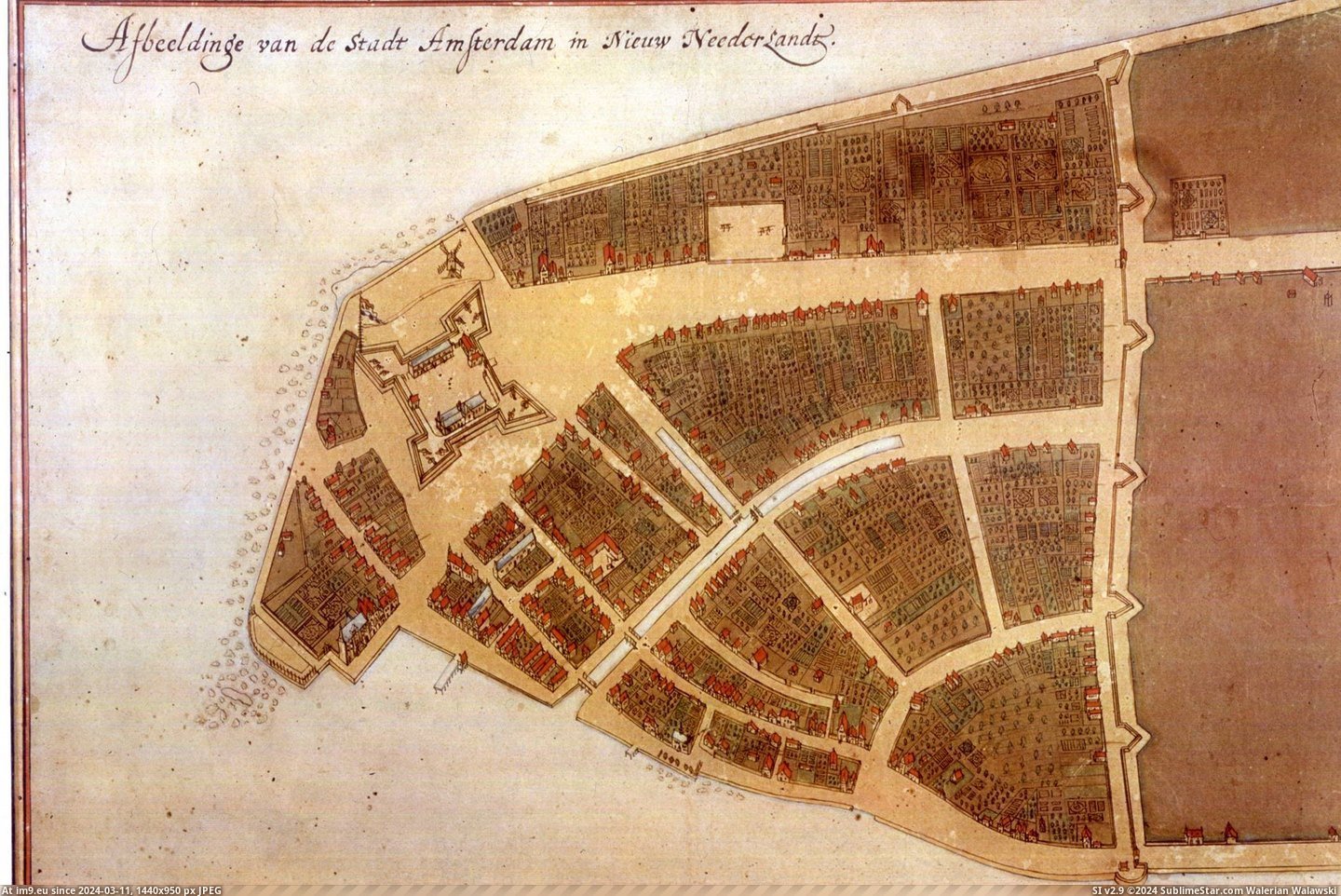 #Map #City #Amsterdam #Original [Mapporn] The original city map of New Amsterdam from 1660. [2,100px × 1,398px] Pic. (Image of album My r/MAPS favs))