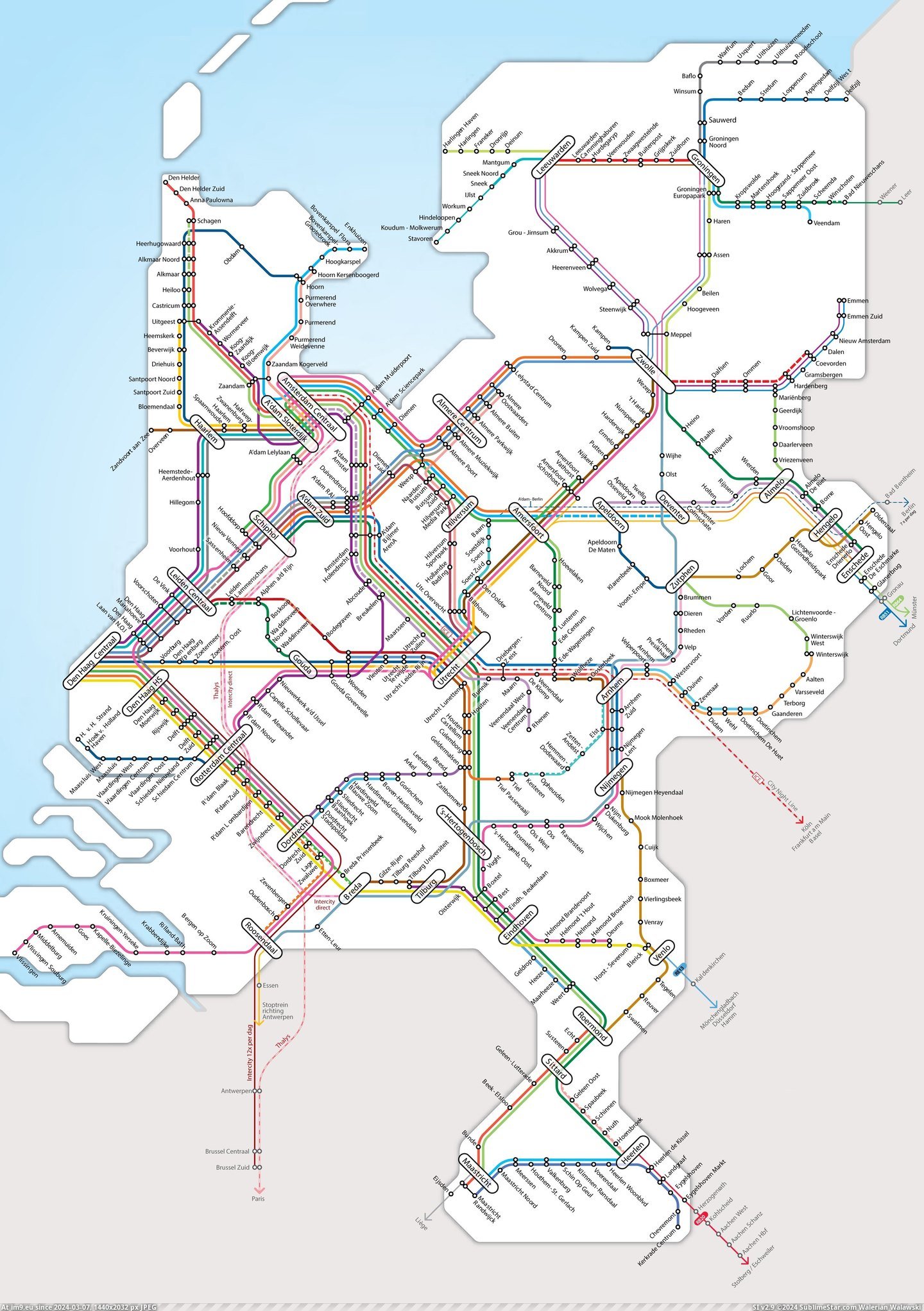 #Map #Rail #Netherlands [Mapporn] The rail map of the Netherlands [3000x4245] Pic. (Image of album My r/MAPS favs))
