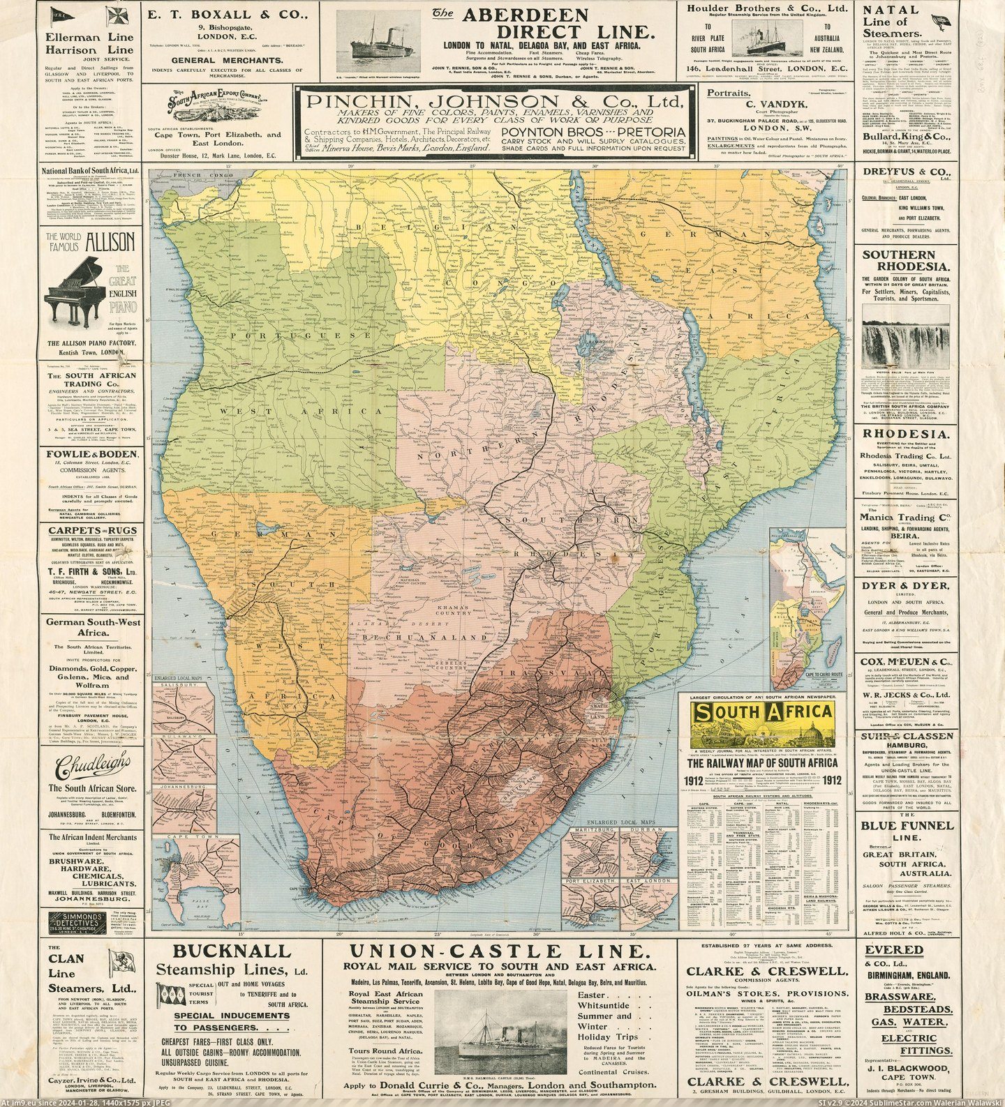 #Map #Africa #Railway #South [Mapporn] The Railway Map of South Africa (from 1912) [3568x3914] Pic. (Изображение из альбом My r/MAPS favs))