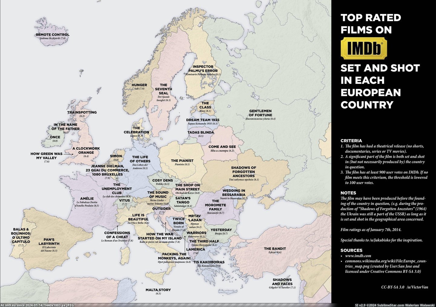 #Shot #Top #Films #Rated #Imdb #European #Country [Mapporn] Top rated films on IMDb set and shot in each European country [7087x4961] [OC] Pic. (Bild von album My r/MAPS favs))