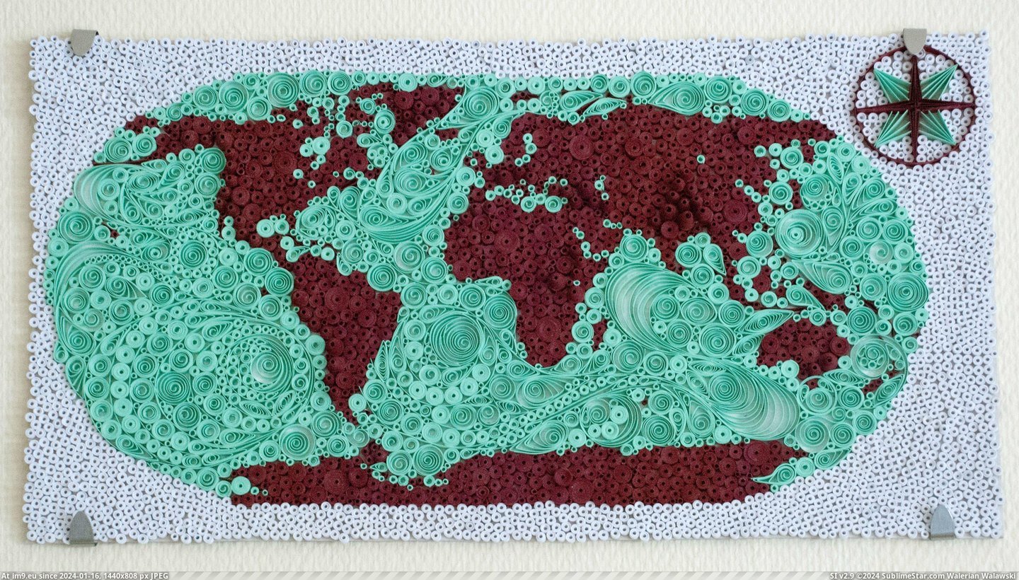 #World #Map #Paper #Topographical #Currents #Quilling #Amber #Accurate #Rousse [Mapporn] Topographical world map with accurate currents done with paper quilling by Amber Rousse (quilling) [3401 x 1921] Pic. (Изображение из альбом My r/MAPS favs))