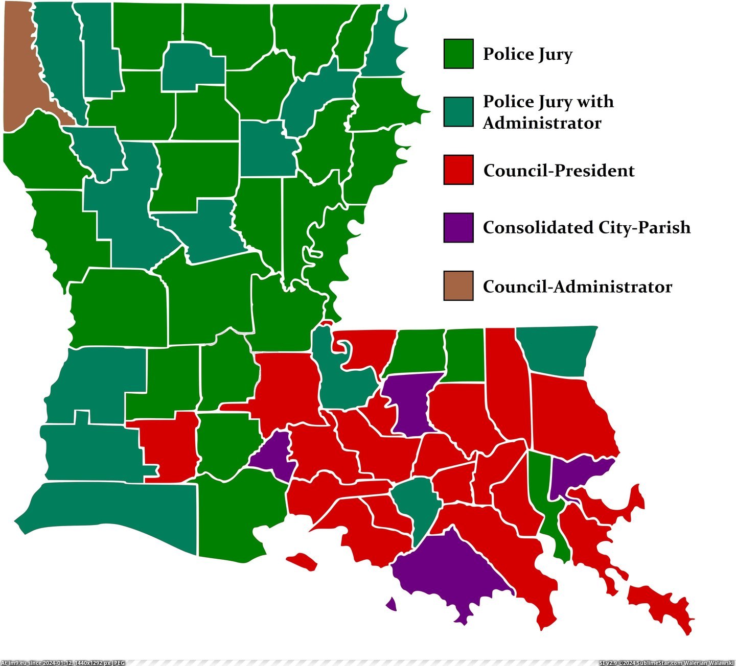 #Government #Louisiana #Parish #Types [Mapporn] Types of Parish Government in Louisiana [5019x4515] Pic. (Image of album My r/MAPS favs))