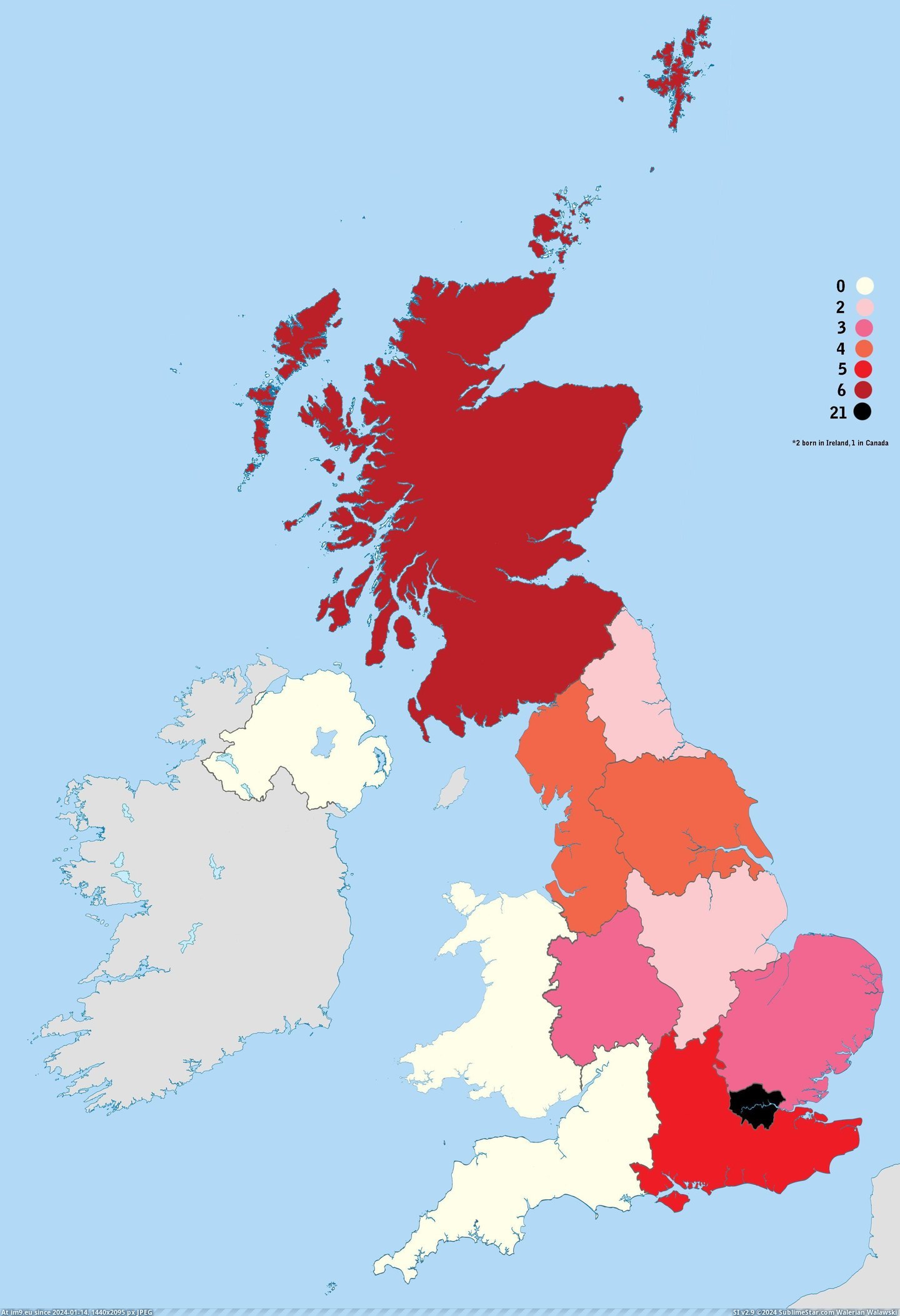 #British #Number #Regions #Ministers #Born #Prime [Mapporn] UK regions by number of British Prime Ministers born in each [3011x4392] [OC] Pic. (Obraz z album My r/MAPS favs))