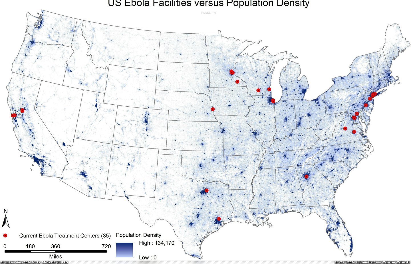 #Population #Density #Centers #Ebola #Treatment [Mapporn] US Ebola Treatment Centers plus Population Density [3760 x 2402] Pic. (Image of album My r/MAPS favs))