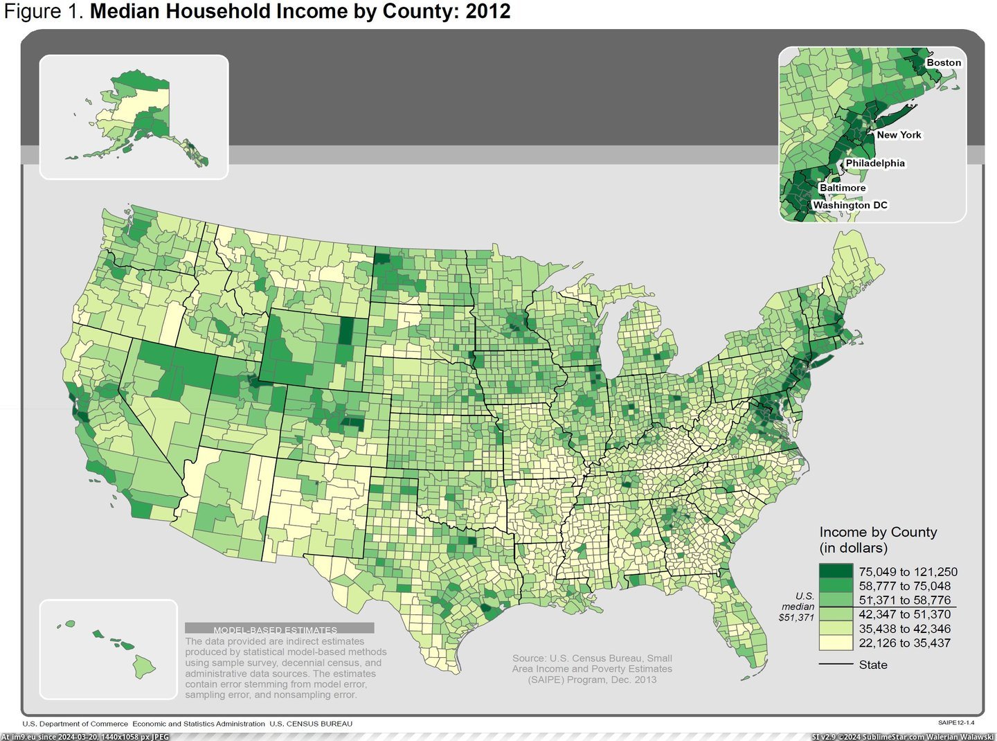 #County #Income #Household #Results [Mapporn] US Household Income By County 2012 Results [2469 x 1826] Pic. (Obraz z album My r/MAPS favs))