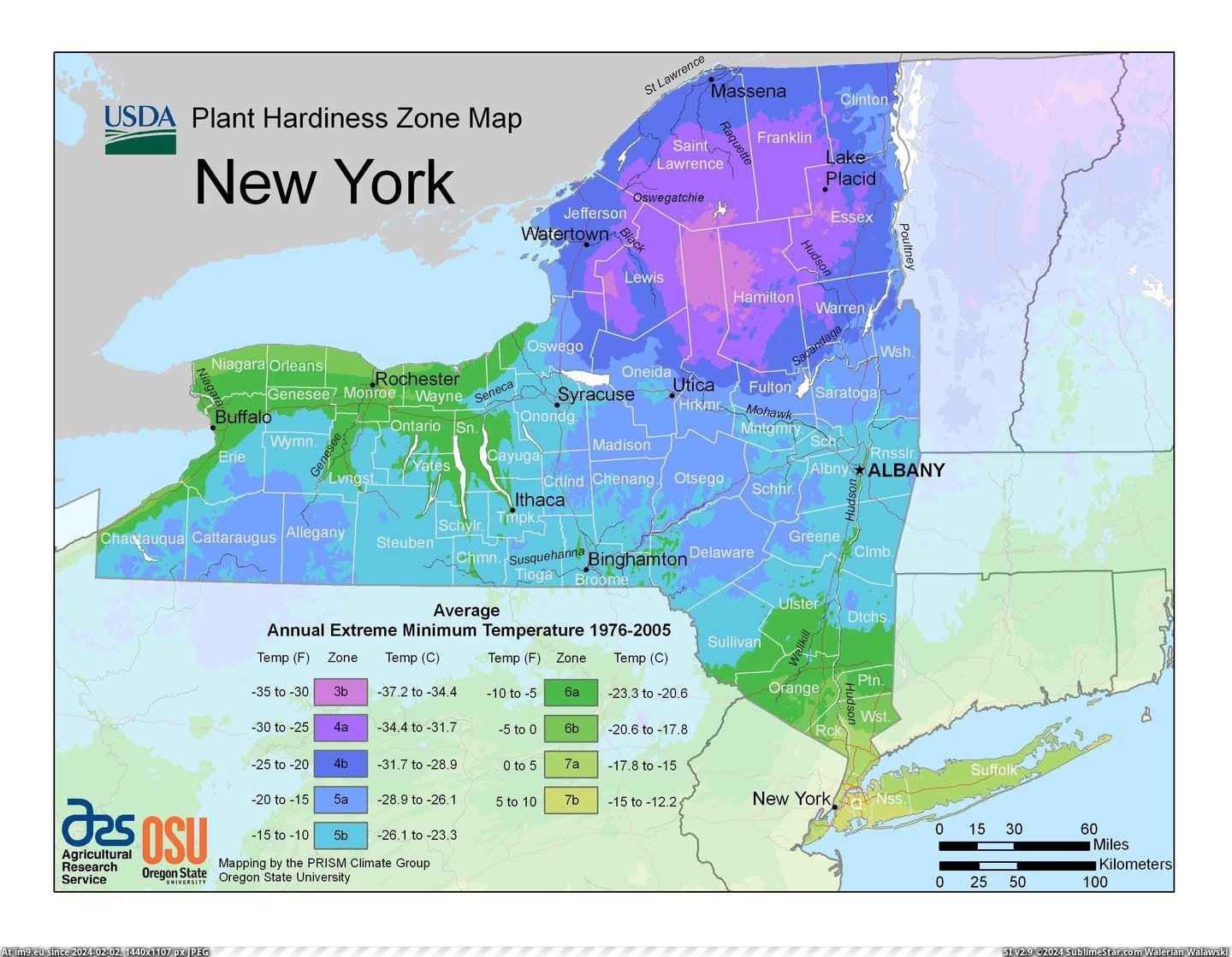 #State #York #Usda #Hardiness #Plant #Zone [Mapporn] USDA Plant Hardiness Zone for New York State [3300x 2550] Pic. (Obraz z album My r/MAPS favs))