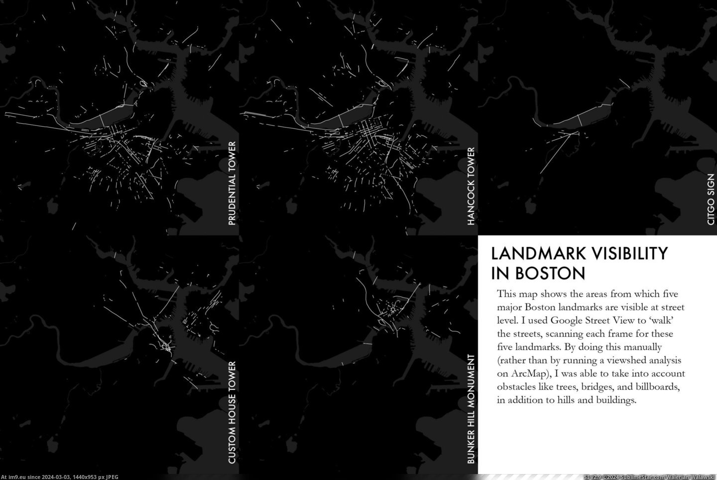 #Street #Major #Visibility #Landmarks #Level #Boston [Mapporn] Visibility from street level of five major Boston landmarks [OC] [2591x1727] Pic. (Изображение из альбом My r/MAPS favs))
