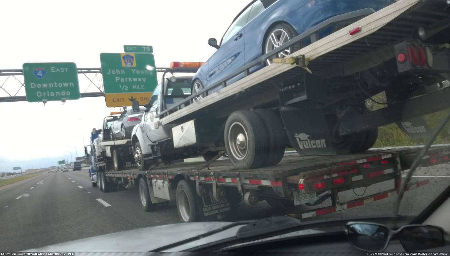 #Two #Car #Towing #Trucks #Truck #Tow [Mildlyinteresting] A tow truck towing two tow trucks each towing a car. Pic. (Image of album My r/MILDLYINTERESTING favs))
