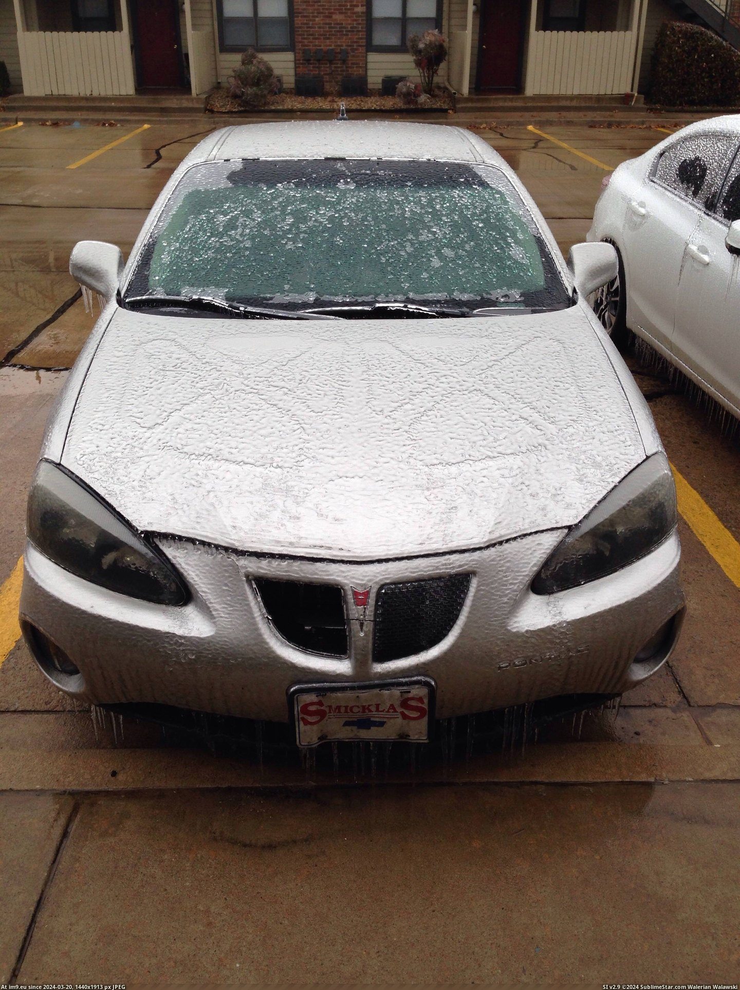 #Showing #Hood #Formed #Ice [Mildlyinteresting] Ice formed on this hood showing what's underneath it. Pic. (Изображение из альбом My r/MILDLYINTERESTING favs))