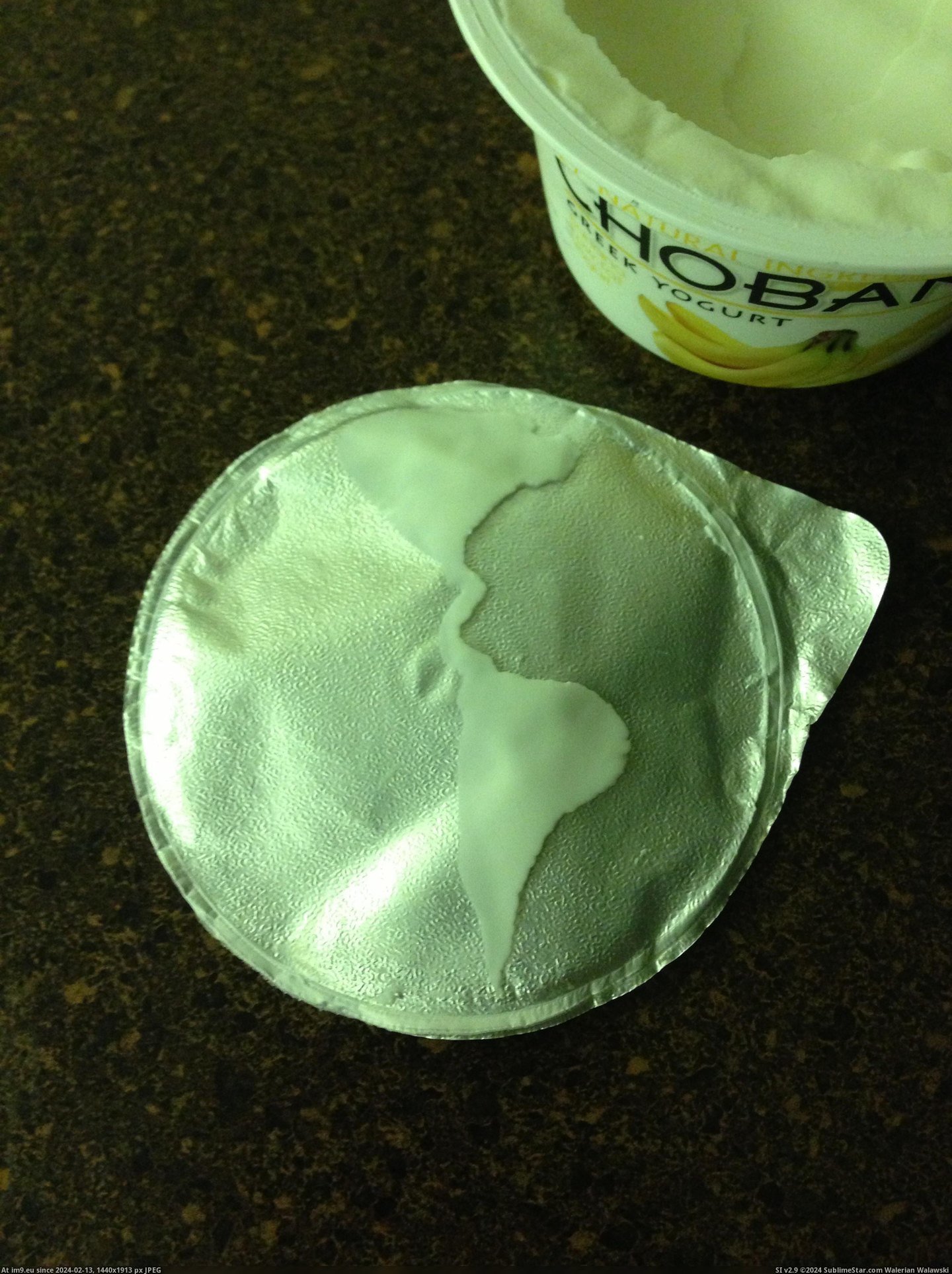 [Mildlyinteresting] The yogurt that stuck to my lid looks like the Americas (in My r/MILDLYINTERESTING favs)
