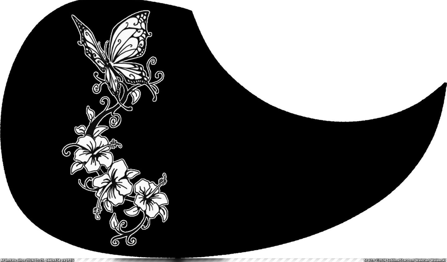 Pick Guard - Butterfly & Lilies (in Custom Pickguard Art)
