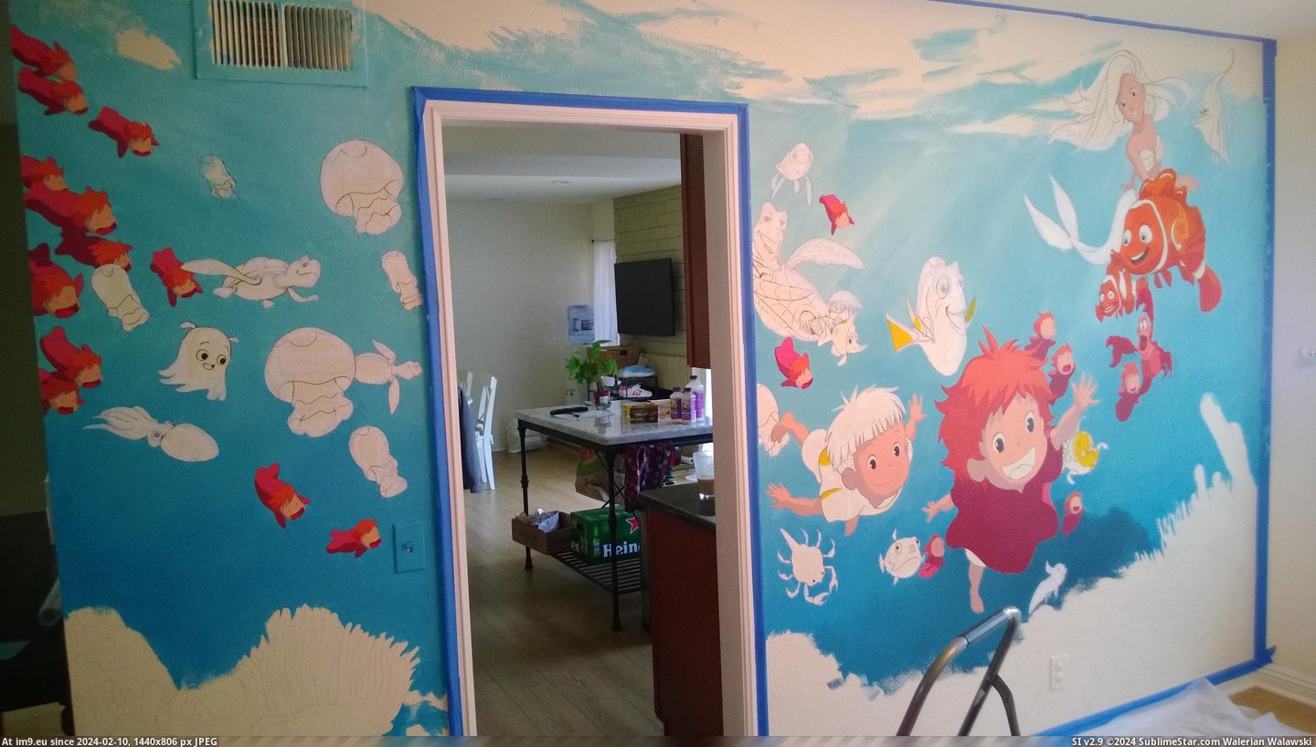 #For #Birthday #Disney #Pixar #Mural #Undersea #Ghibli #Daughter #Painted #2nd [Pics] Ghibli-Pixar-Disney Undersea Mural I painted for my daughter's 2nd birthday 3 Pic. (Image of album My r/PICS favs))