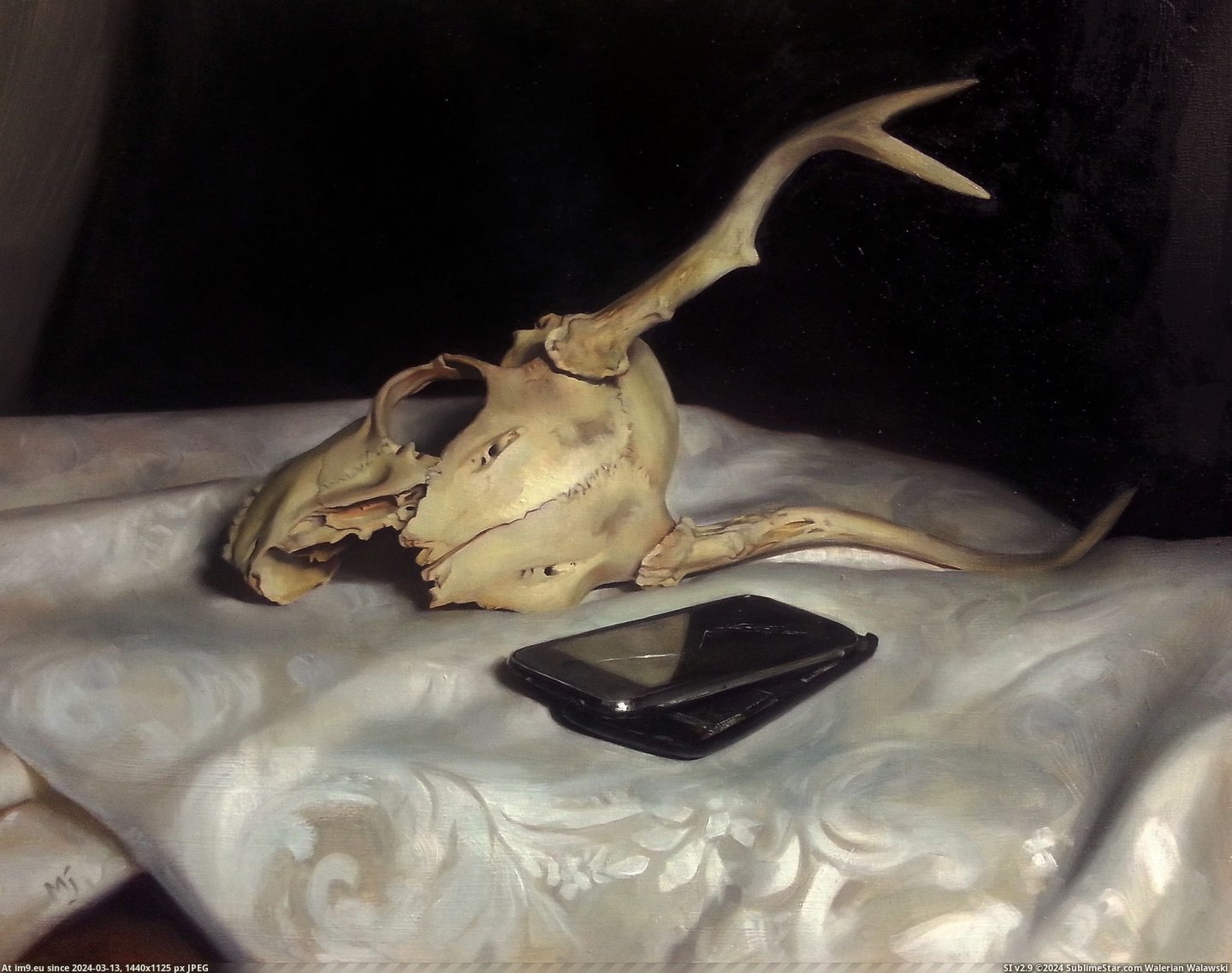 #For #Time #Old #Painting #Project #Finished #Broken #Skull #Life #Shit #Phone #Load [Pics] I just finished painting an old broken phone and skull for a still life project from life, it took a shit load of time an Pic. (Bild von album My r/PICS favs))