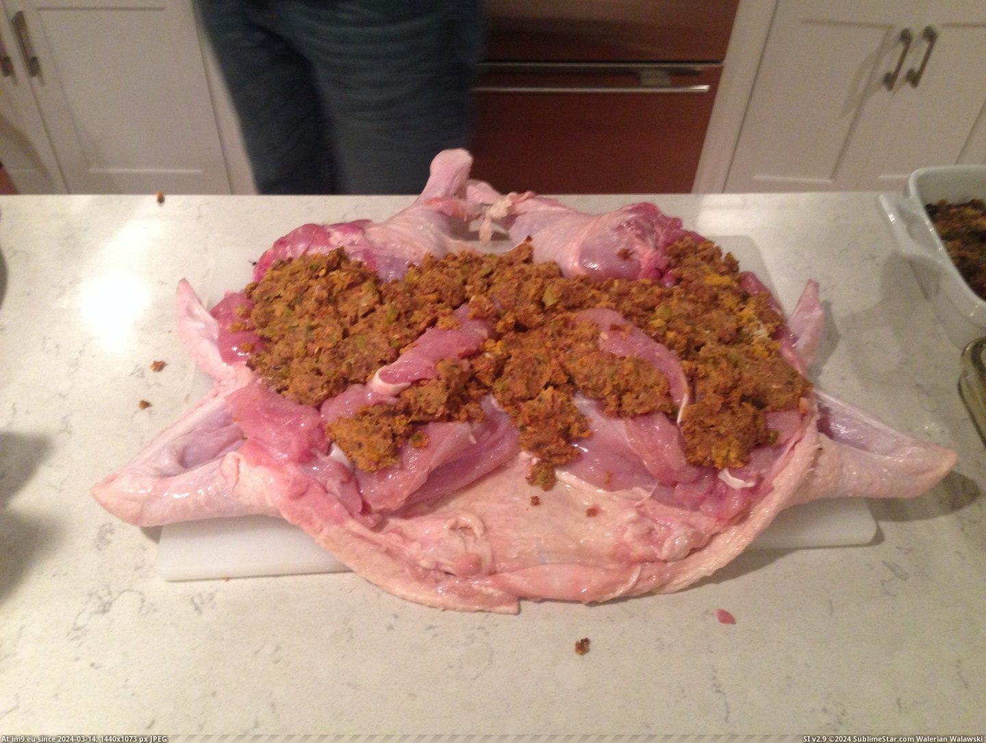 #For #Year #Thought #Thanksgiving #Duck #Turkey #Turducken #Family #See #Chicken [Pics] My family makes turducken (a chicken in a duck in a turkey) every year for Thanksgiving. Thought reddit would like to see Pic. (Image of album My r/PICS favs))