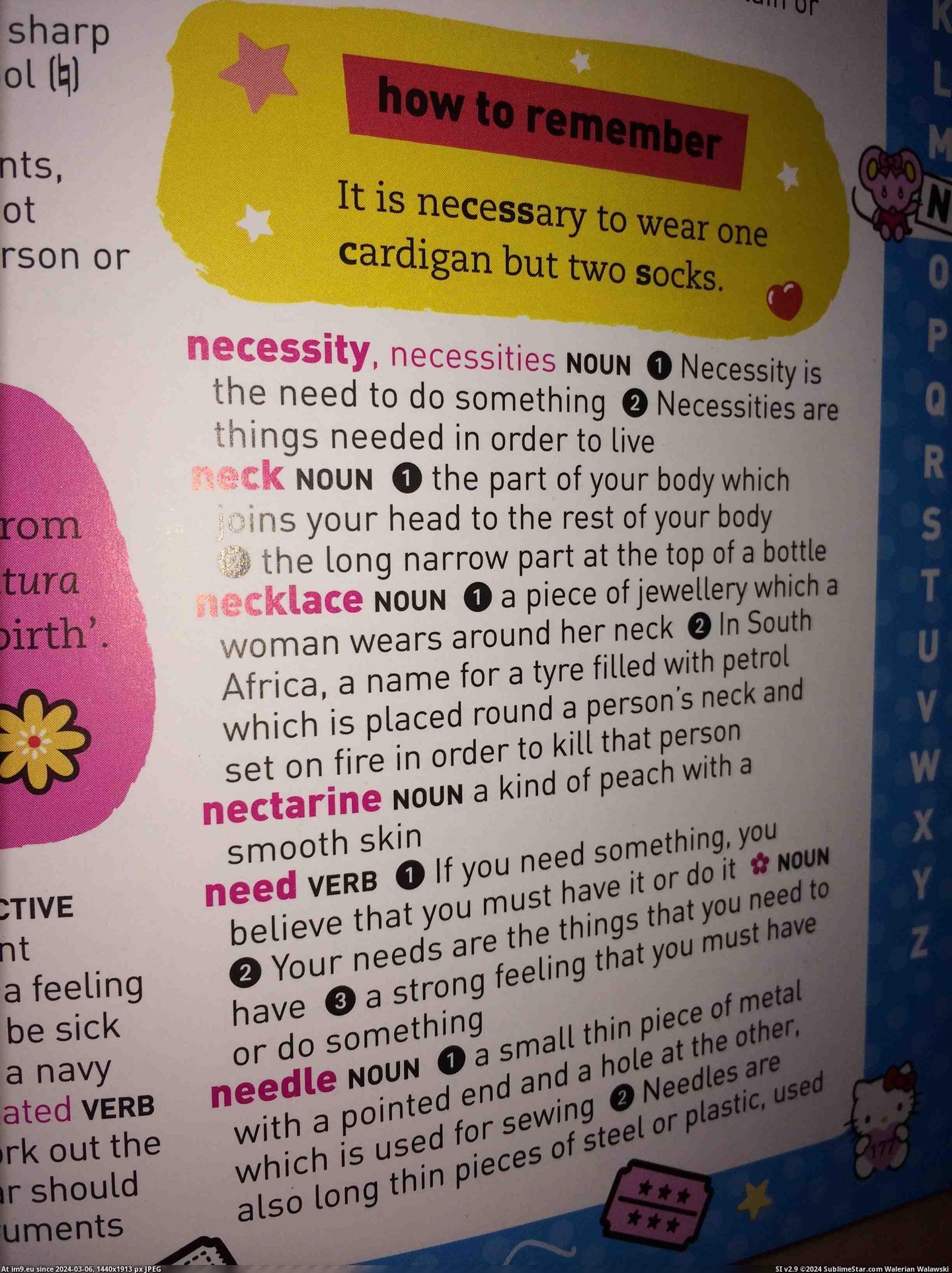 #Wtf #Sister #Definition #Pointed #Dictionary #Kitty #Necklace [Wtf] My sister pointed out this definition for necklace in her hello kitty dictionary... Pic. (Image of album My r/WTF favs))