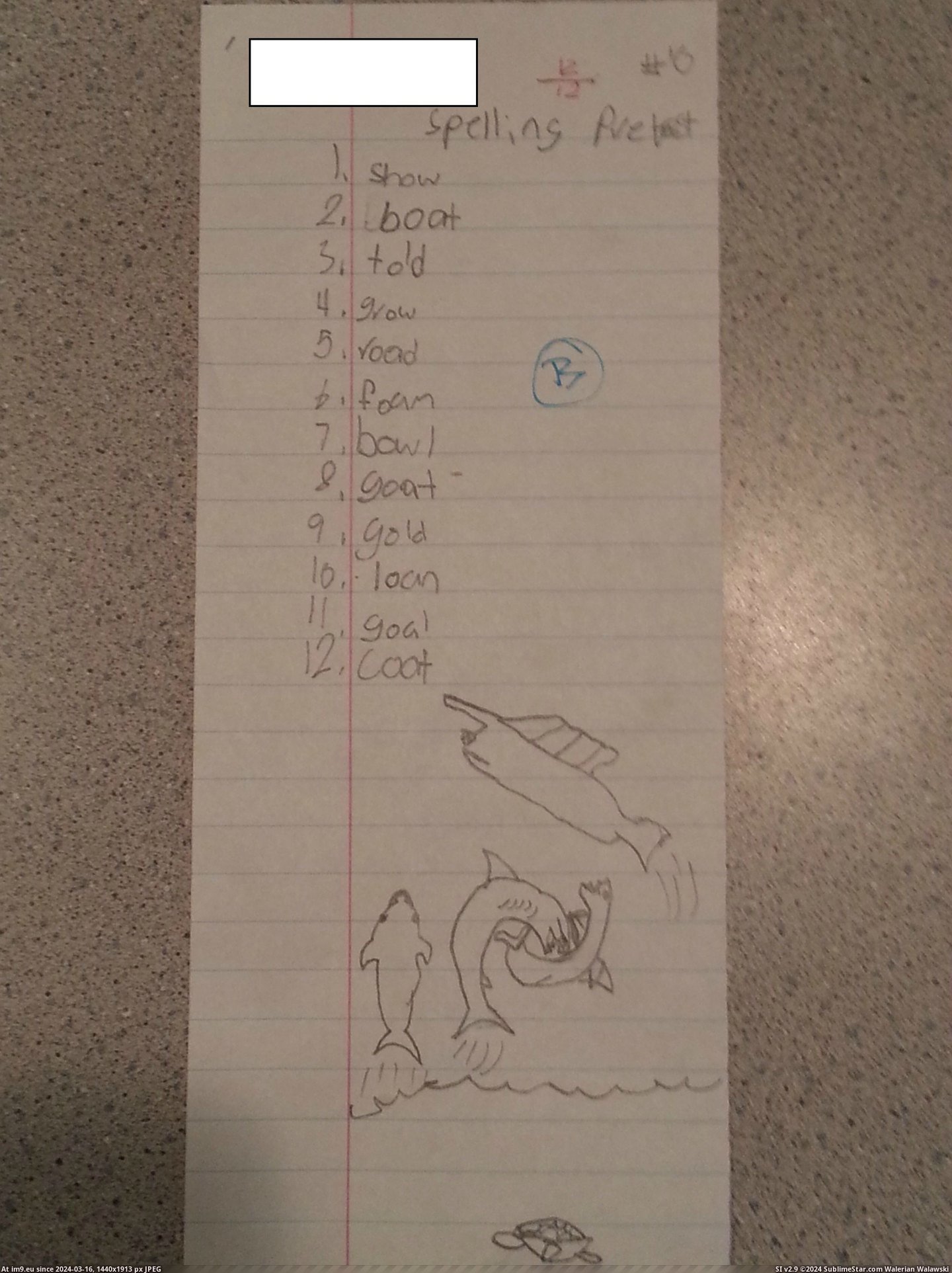 #Wtf #For #Teacher #But #Got #Him #Son #Artwork [Wtf] My son got 100% on a spelling (pre)test, but the teacher gave him a B...for the added artwork.... Pic. (Obraz z album My r/WTF favs))